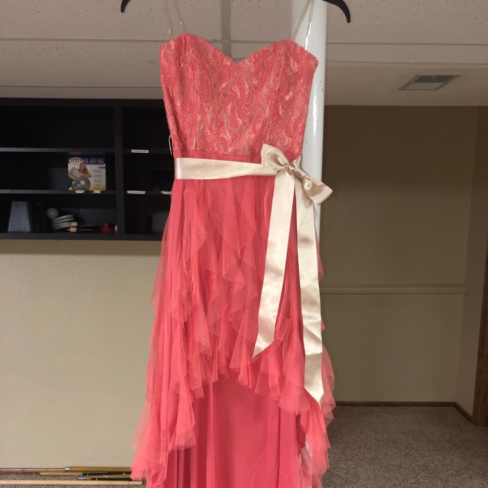 Teeze Me high-low coral dress